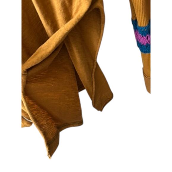 Natural Life Mustard Oversized Tunic Top Crochet Accent Dolman Sleeve Size Large - Picture 5 of 8